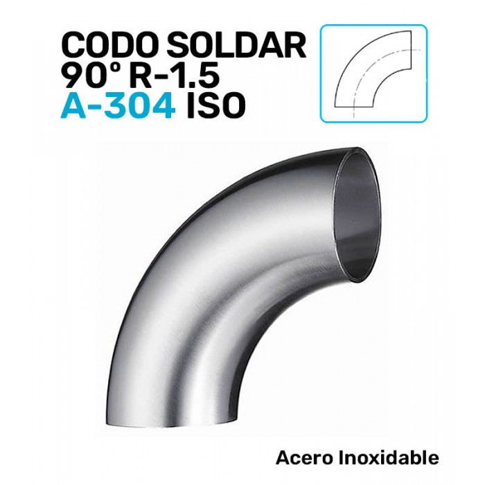 CODO A/INOX A-304 90º SOLDAR R-1.5  SERIE ISOMÉTRICA